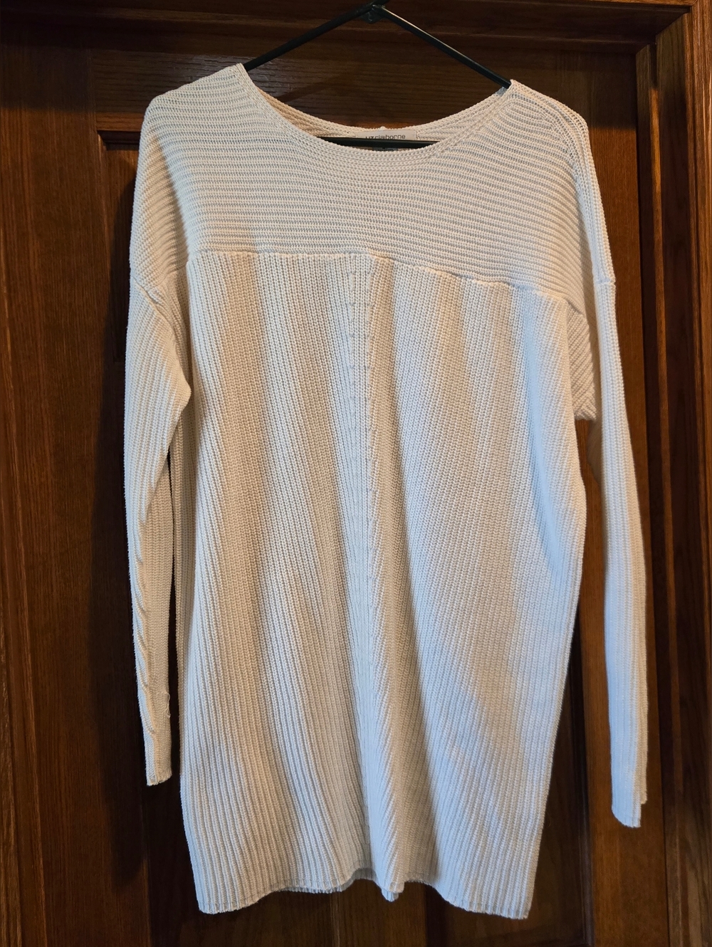 Liz Claiborne Cream Ribbed Knit Sweater Top